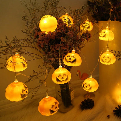 1.5M 10LED Halloween String Lights Horror Pumpkin Skeleton Specter Hanging Ornaments Happy Holloween Party Carnival Decors Props