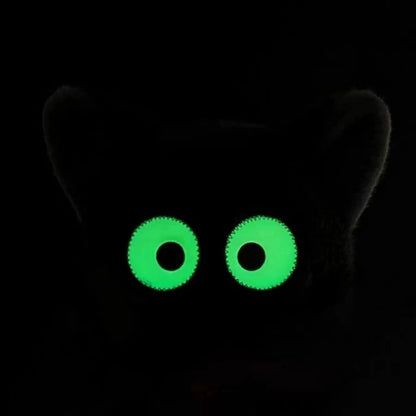 NEW Kawaii Cat Plush Toy Cute Stuffed Animal Cat Pillow Doll Glow in the Dark Eyes Halloween Gift Birthday Gift for Kids