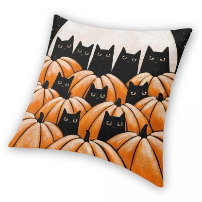 Black Cat In The Pumpkin Holloween Pillowcase Double-sided Printing Cushion Cover Decoration Pillow Case Cover Home Square 45*45