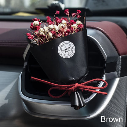 Creativity Dried Flowers Bouquet Car Perfume Air Vent Clip Mini Bouquet Eternal Flower Car Accessories Interior Woman Ornament