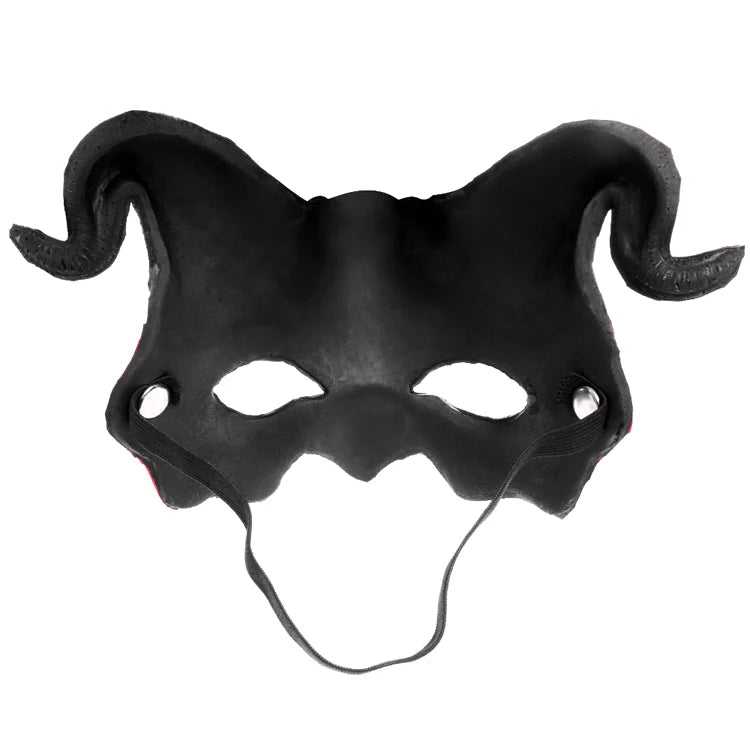 Halloween Demon Mask Horns Devil Half Face Mask Party Cosplay Horror Monster Masquerade Scary Haunted House Props PU Mask Decor