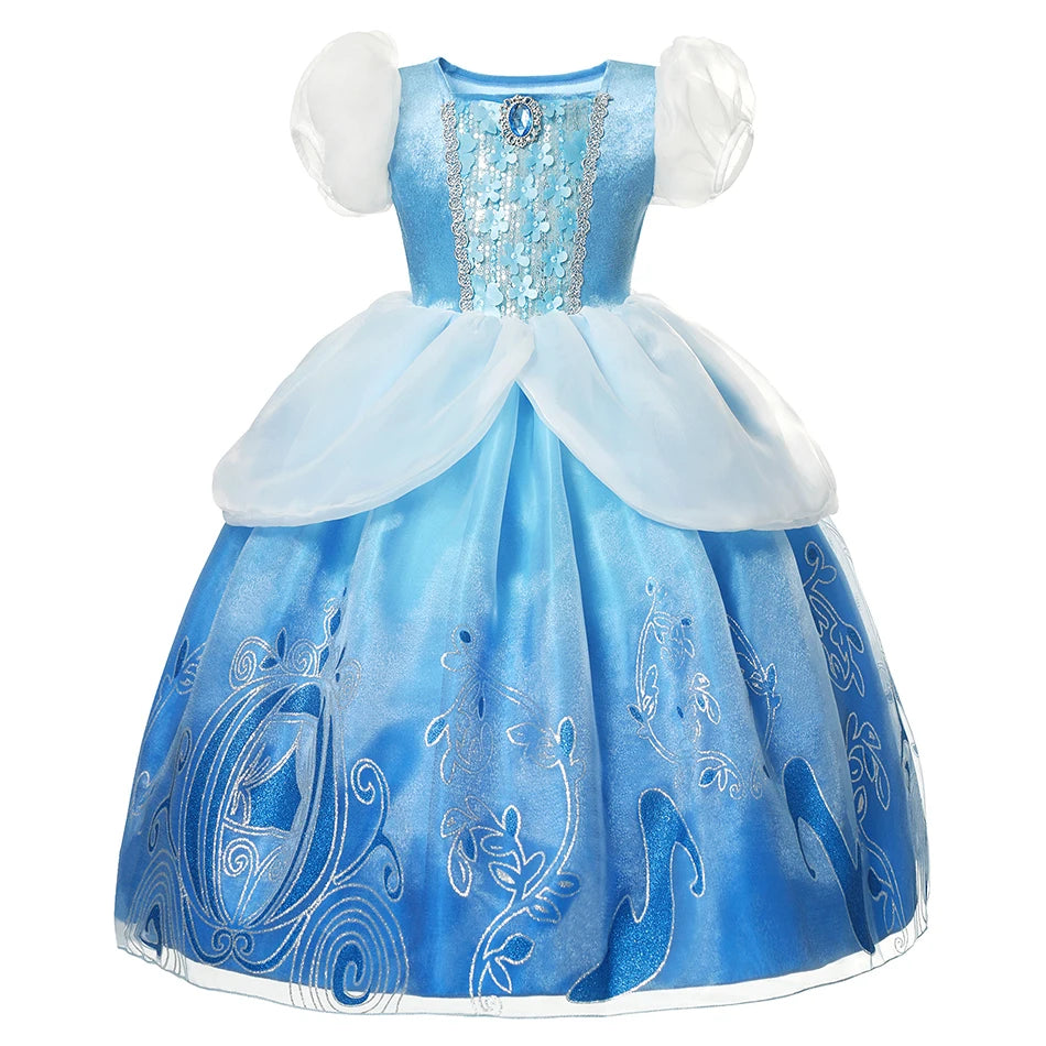 Disney Girl Cinderella Cosplay Dress Up Clothes For Girls Halloween Carnival Party Princess Costume Kids Birthday Wedding Gown