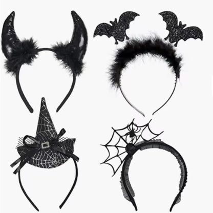 Halloween Devil Hair Band Halloween Party Decoration Spider Web Witch Dance Headband Photo Props Ghost Festival Bat Head Hoop