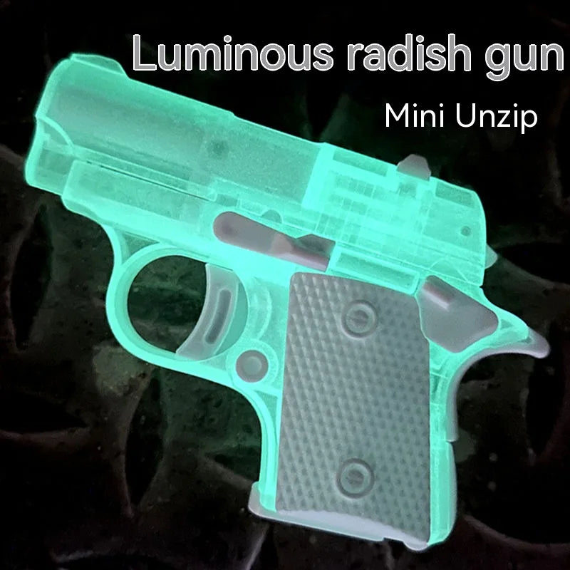 3D Gravity Model Gun Mini Glock Toy Gun Luminous Transparent Shell Trendy Stress Relief Toys Birthday Halloween Christmas Gift