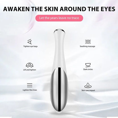 Electric Eye Massager Vibration Wrinkle Anti-Ageing Eye Massage Dark Circle Removal Beauty Face Eye Care Pen Pink and White