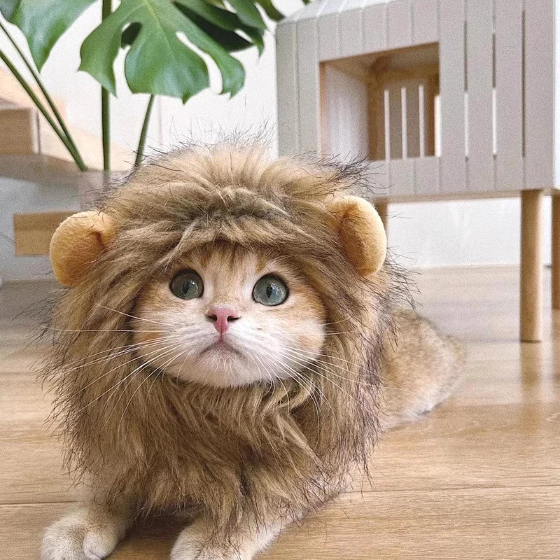 Cat Cosplay Dress Up Pet Hat Lion Mane for Cat Puppy Lion Wig Costume Party Decoration Halloween Christmas GatosPet Supplies