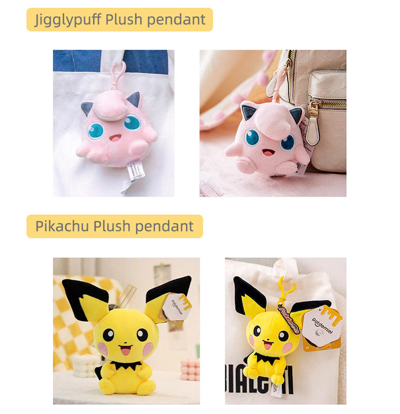 Pokemon Series Knapsack Pendant Cartoon And Cute Wobbuffet Pikachu Stuffed Animal Key Chain Halloween Decoration Birthday Gift