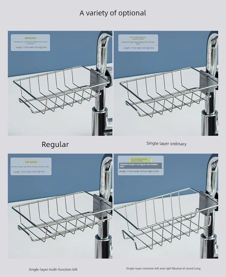 Stainless Steel For Home Sponge and Cloth Racks Hanging on a Faucet