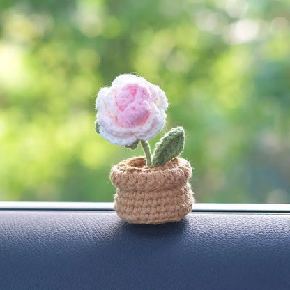 Creative Mini Flower Bouquet Potted Hand Woven Car Ornaments Auto Interior Center Console Dashboard Decoration Car Accessories