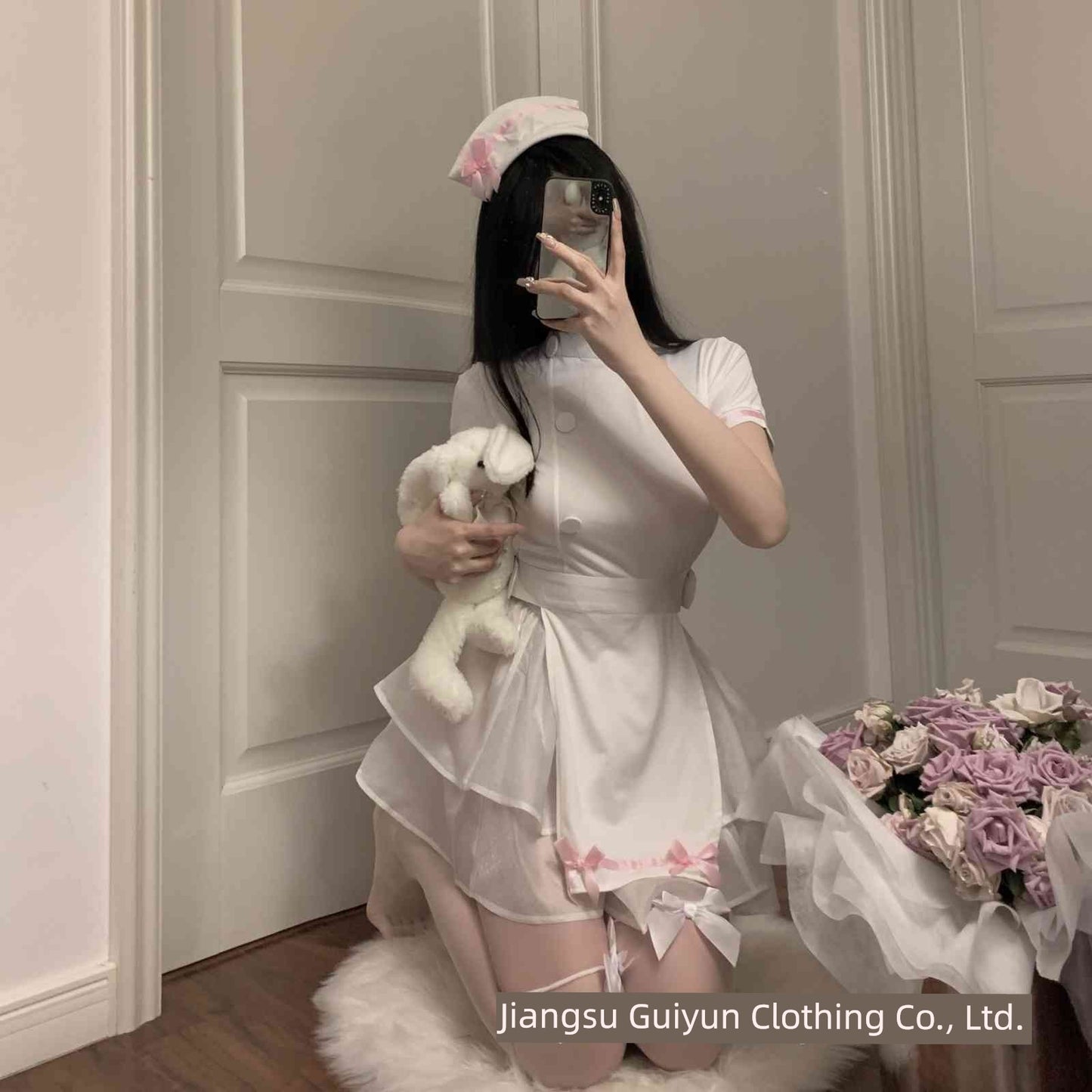 New Sexy Open Back Nurse Uniform Maid Halloween Cosplay Cos Suit Cut Out Nightdress