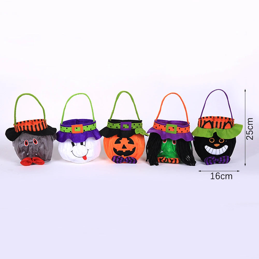 1Pcs Happy Halloween Cotton Hand Bags Vampire Ghost Pumpkin Witch Gift Bags for Halloween Trick or Treat Party Supplies Cany Bag