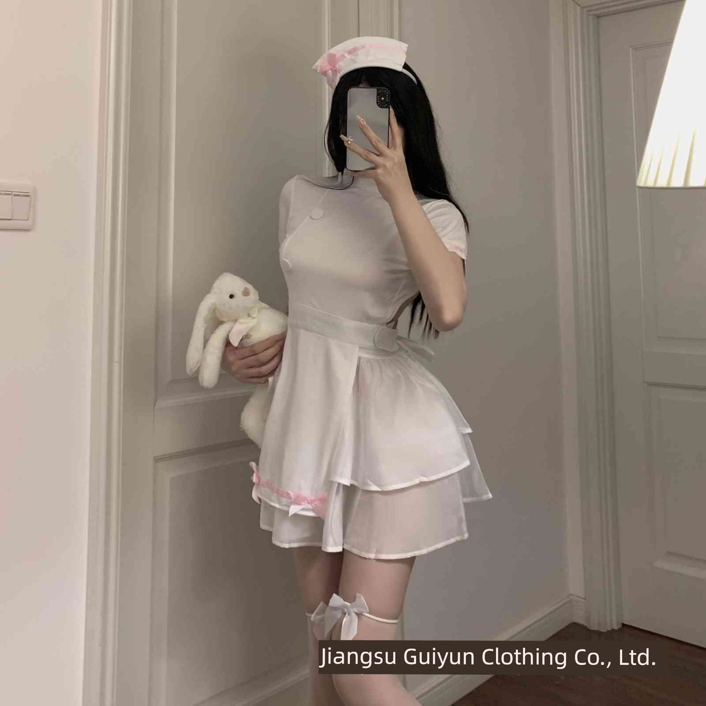 New Sexy Open Back Nurse Uniform Maid Halloween Cosplay Cos Suit Cut Out Nightdress