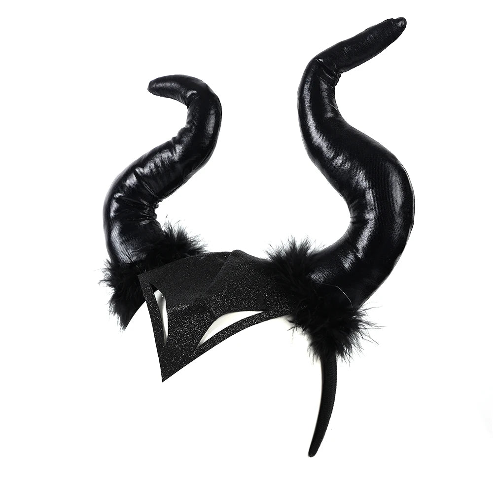 Black Halloween Cosplay Witch Horn Headband Headwear Party Christmas Party Holloween Cosplay Costume Magic Headbands Accessoires