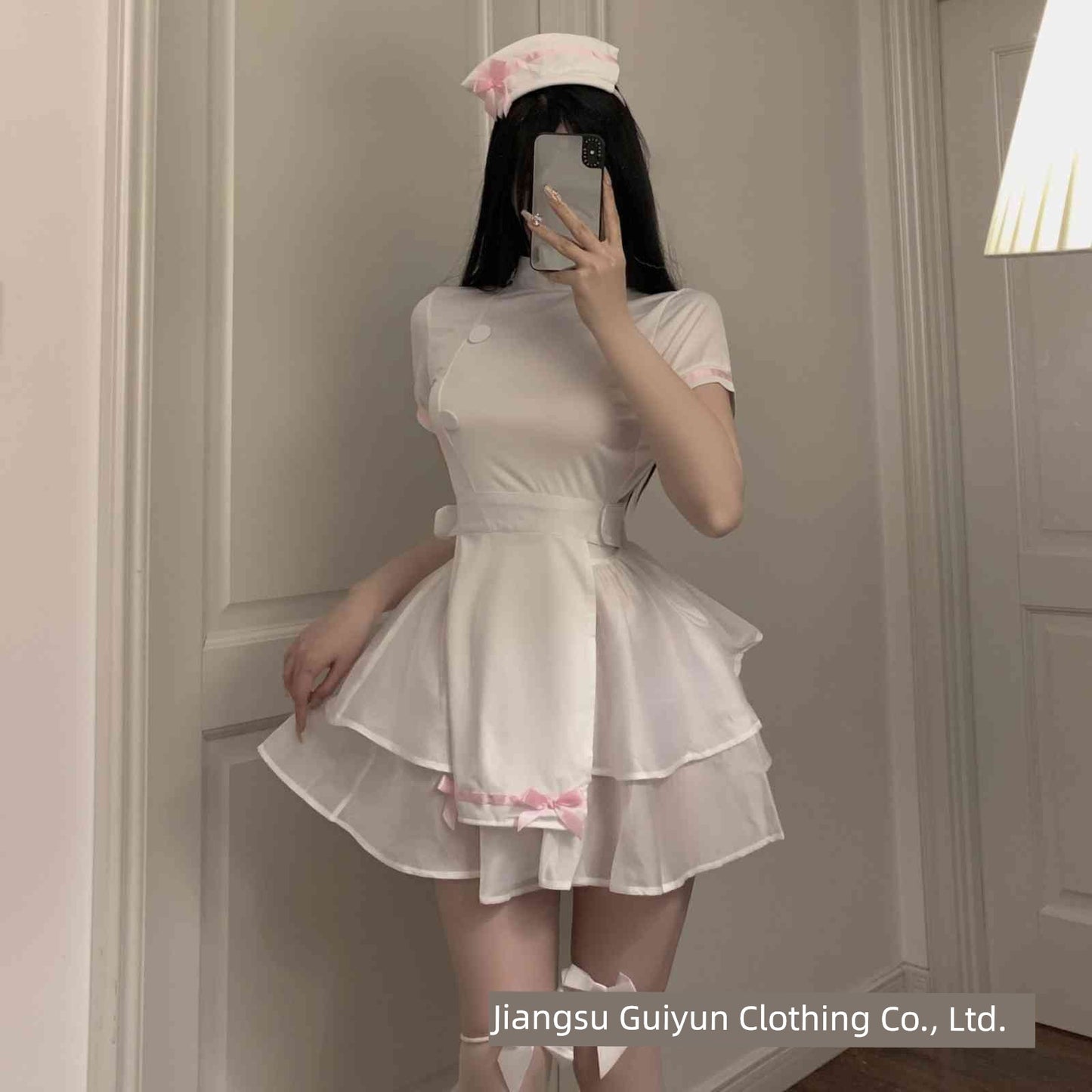 New Sexy Open Back Nurse Uniform Maid Halloween Cosplay Cos Suit Cut Out Nightdress