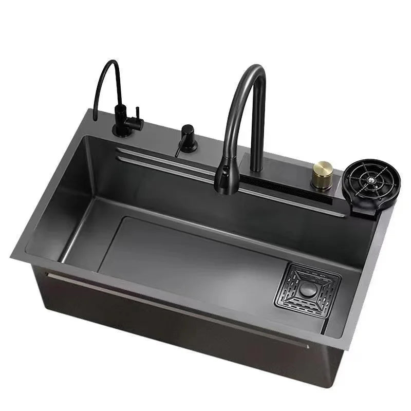 Kitchen sink, waterfall faucet, large single sink, 304 stainless steel sink, manufacturer's lowest direct selling price