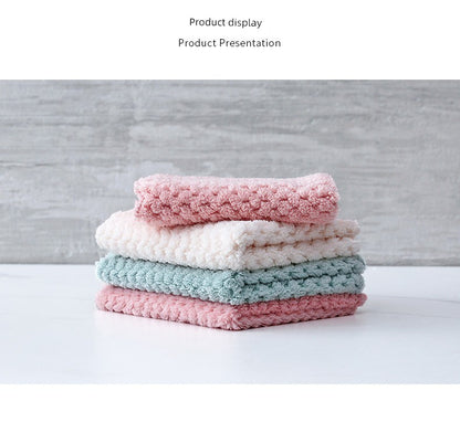 Double-Sided Household Coral Fleece Lint-Free Handy Gadget Dishcloth