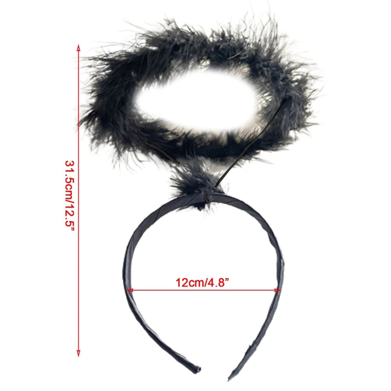 Halloween Hair Hoop Feather Halo Headband Stage Performance Headdress Angel Halo Headband Cosplay Hair Accessories