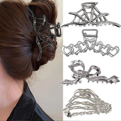 New Spider Web Metal Hair Crab Clips Alloy Halloween Hair Claw Clips Hairgrip Hairpin Barrette Clamps Party Hair Accessories