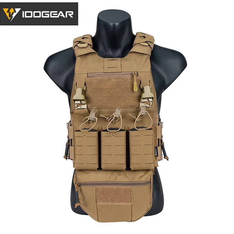 IDOGEAR Tactical FCSK 3.0EX Plate Carrier MOLLE Vest  with Triple Magazine Pouch For 5.56mm Drop Pouch Shoulder Pads