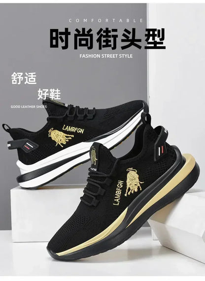 1Pair Big Size Sneakers Shoes for Men Lightweight Breathable Running Walking Male Footwear Soft Sole Lace-up Shoes Man Scarpe