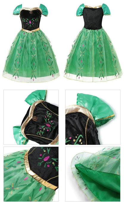 Disney Anna Dress for Girls Frozen 2 Princess Costumes Kids Cosplay Dress Up Birthday Party Halloween Christmas Outfits