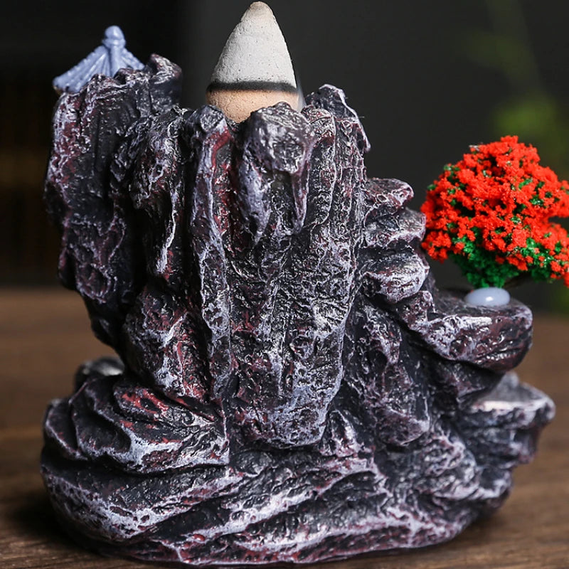 Resin landscape waterfall aromatherapy stove ornaments creative home interior Zen backflow incense stove decorations