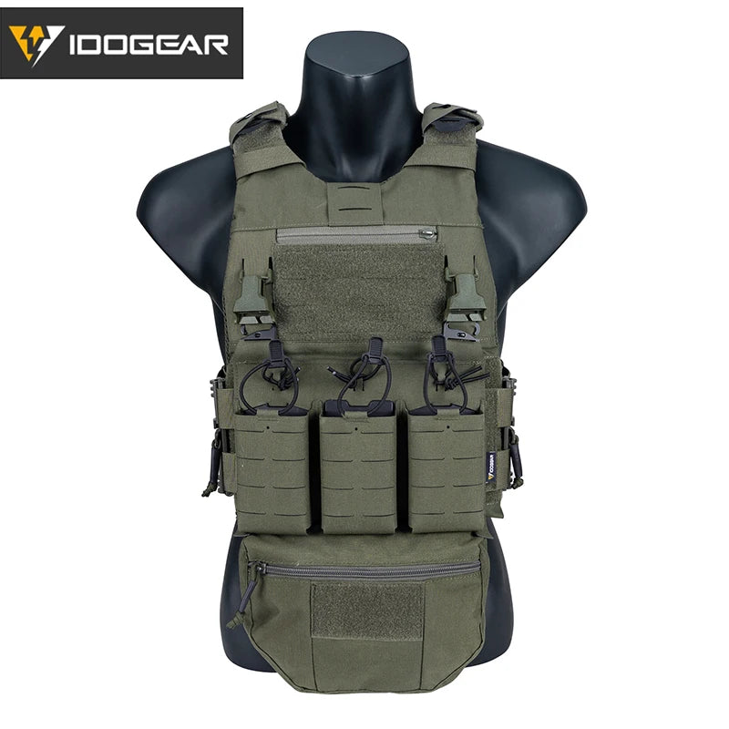 IDOGEAR Tactical FCSK 3.0EX Plate Carrier MOLLE Vest  with Triple Magazine Pouch For 5.56mm Drop Pouch Shoulder Pads