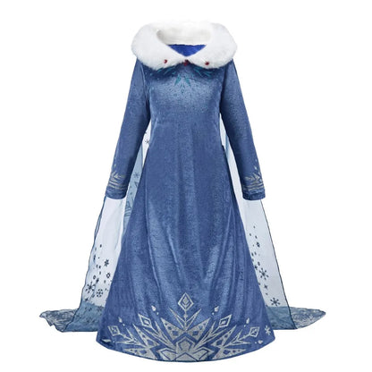 Elsa Costume for Girls Kids Christmas Cosplay Anna Snow Queen 2 Fancy Princess Dress Children Halloween Birthday Party Clothing