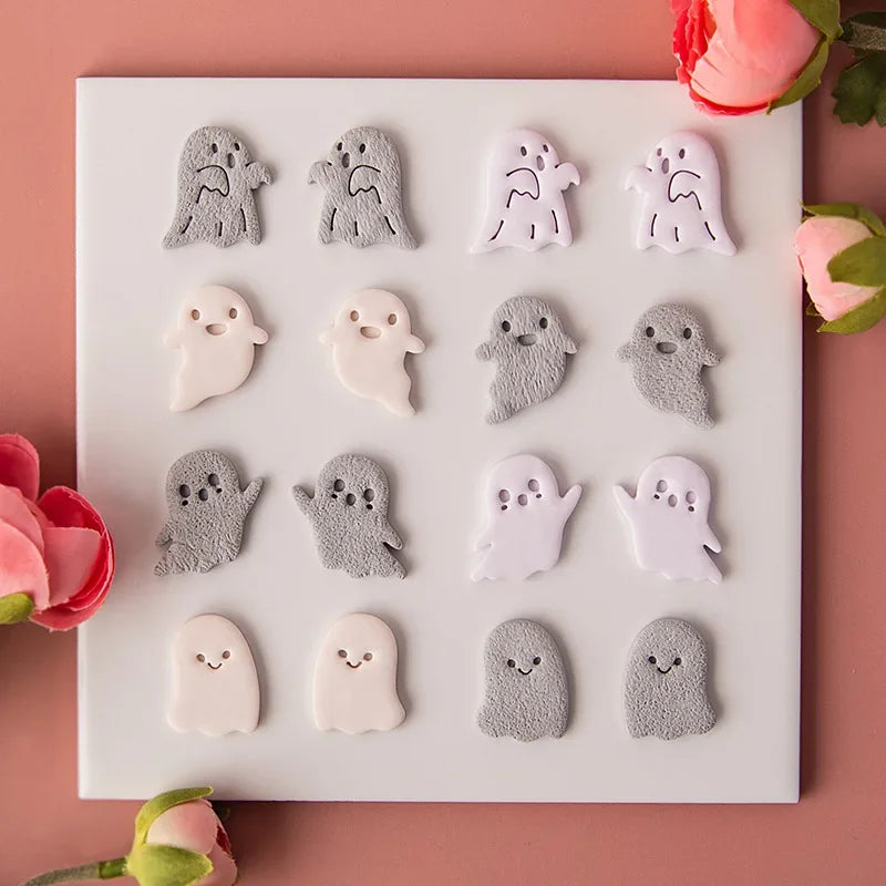 Halloween Series Cute Ghost Different Shape Clay Molds Clay Cutting Molds For DIY Earrings Jewelry Making Hand Tools