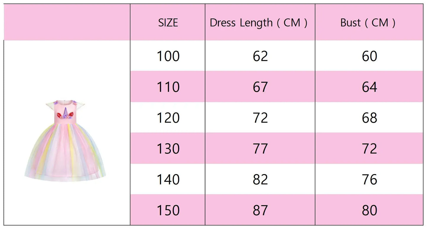 Girls Rainbow Unicorn Dance Party Tutu Kids Dress Up Cosplay Ball Gown Princess Costume Birthday Gift Halloween Carnival