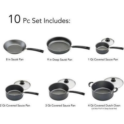 10 Piece Pots and Pans Set for Kitchen Accessories Free Shipping Non-stick Cookware Set Cooking Pot Pan Sets Kits Kit Dining Bar