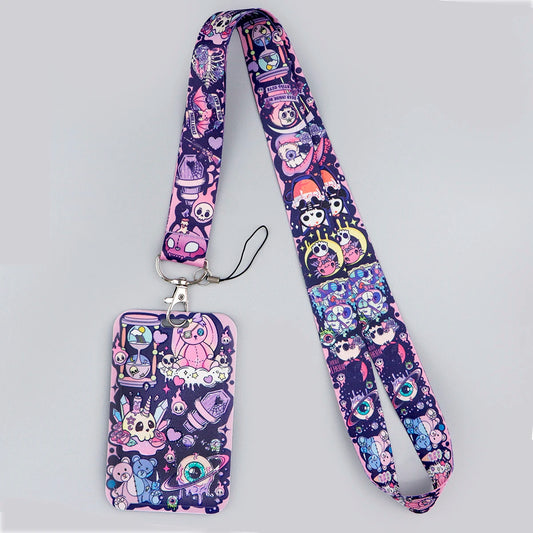 Art Gothic Witch Credential Holder Purple Lanyards for Keys Neck Strap ID Card Gym Phone Straps DIY Hang Rope Halloween Gift