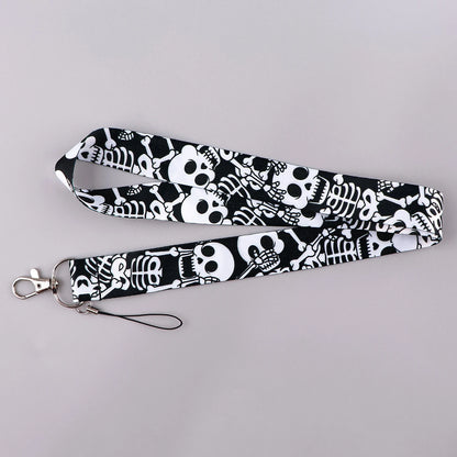 Skull Lanyard for Key ID Card Gym Phone Straps USB Badge Holder DIY Neck Strap Hang Rope Halloween Lanyard Phone Accessories