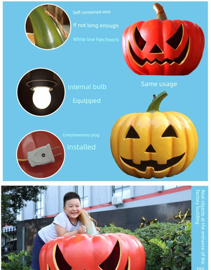 Halloween Decoration Pumpkin Lamp Large Theme Park Shopping Mall Art Gallery Block Outdoor Scene Sculpture Model Decoration