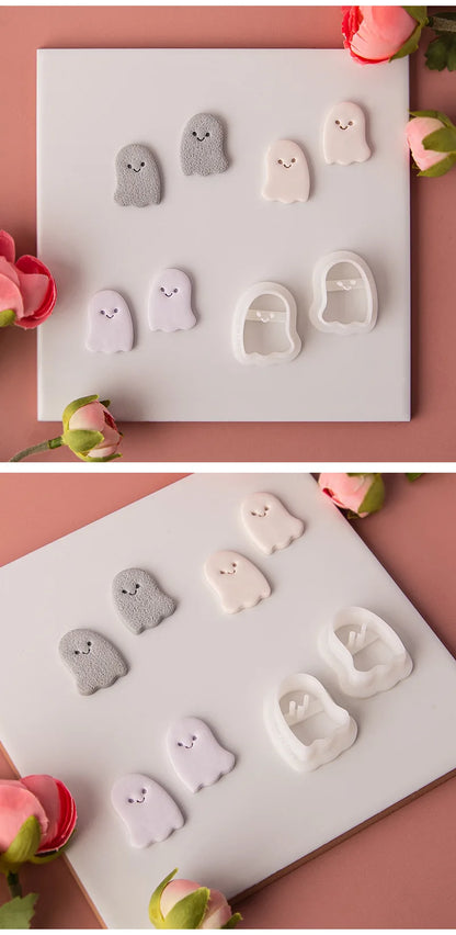 Halloween Series Cute Ghost Different Shape Clay Molds Clay Cutting Molds For DIY Earrings Jewelry Making Hand Tools