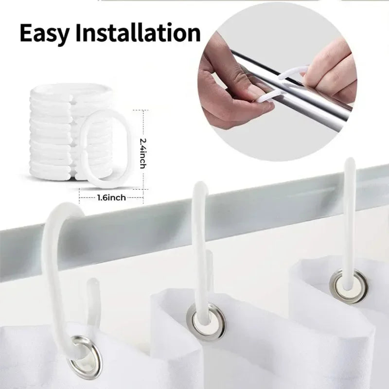 Bathroom Shower Curtains with Hooks Waterproof and Mildew Proof Durable Bathroom Screens PE EVA Self-crop Fabric Shower Curtains