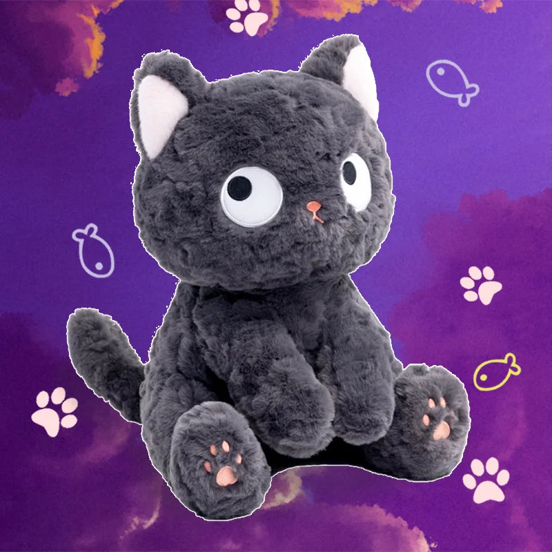 NEW Kawaii Cat Plush Toy Cute Stuffed Animal Cat Pillow Doll Glow in the Dark Eyes Halloween Gift Birthday Gift for Kids