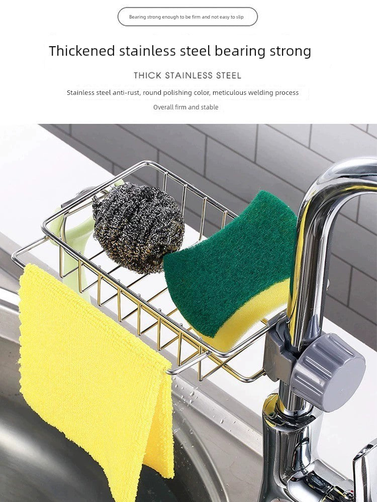 Stainless Steel For Home Sponge and Cloth Racks Hanging on a Faucet