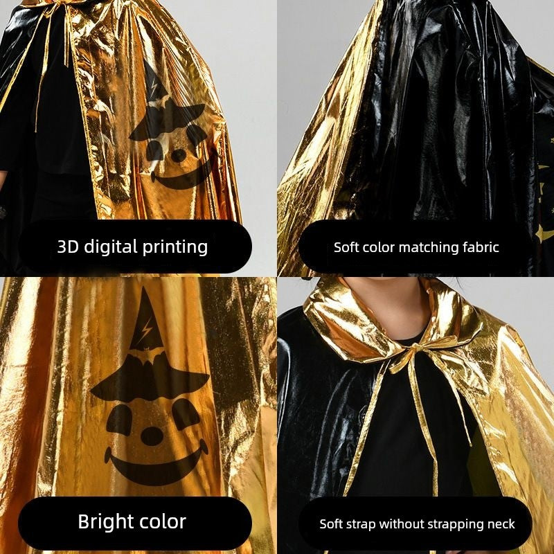 Halloween Decoration Costume Kids Wizard Cloak XINGX Cloak Five-Star Black Gold Wizard Costume Hat Suit