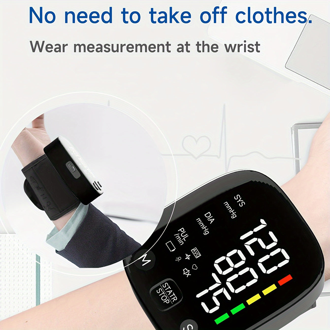 1pc LED Rechargeable Wrist Blood Pressure Monitor, Intelligent Voice Broadcast, With Storage Box (Built-in Lithium Battery)