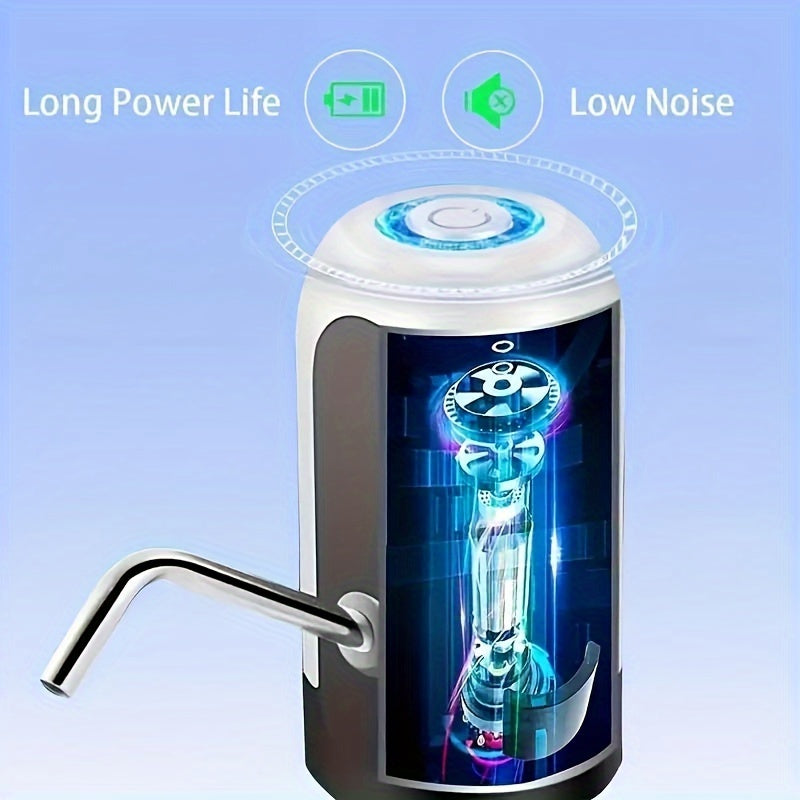 1pc Portable Electric Water Dispenser, USB Rechargeable, Fits 3-5 Gallon Bottles, Automatic Pumping For Home & Camping, Easy Operation, 2.76inch Base