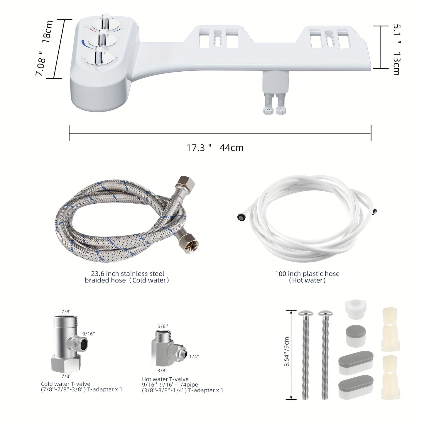 Dual Nozzle Bidet Attachment for Toilet - Hot and Cold Water Spray, Self-Cleaning, Non-Electric, Feminine and Rear Wash, Sanitizing